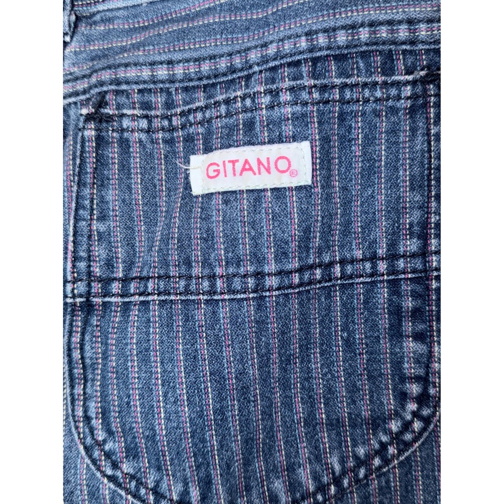 Gitano Womens Jeans Pinstripe Blue High Waisted Straight Leg Denim Size‎ 11 12 - Picture 3 of 7